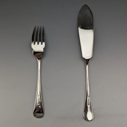 British antique silver plate fish cutlery 12 pair set boxed Cooper Brothers